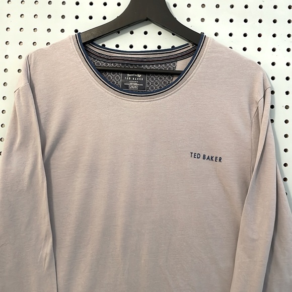 Ted Baker London Long Sleeve Crew Neck Top in Light Grey/Putty Size Large *flaw - Picture 5 of 10